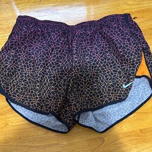 Nike Women's Black and Orange Athletic Shorts